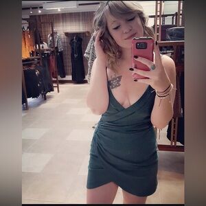 Free people teal green wrap style dress